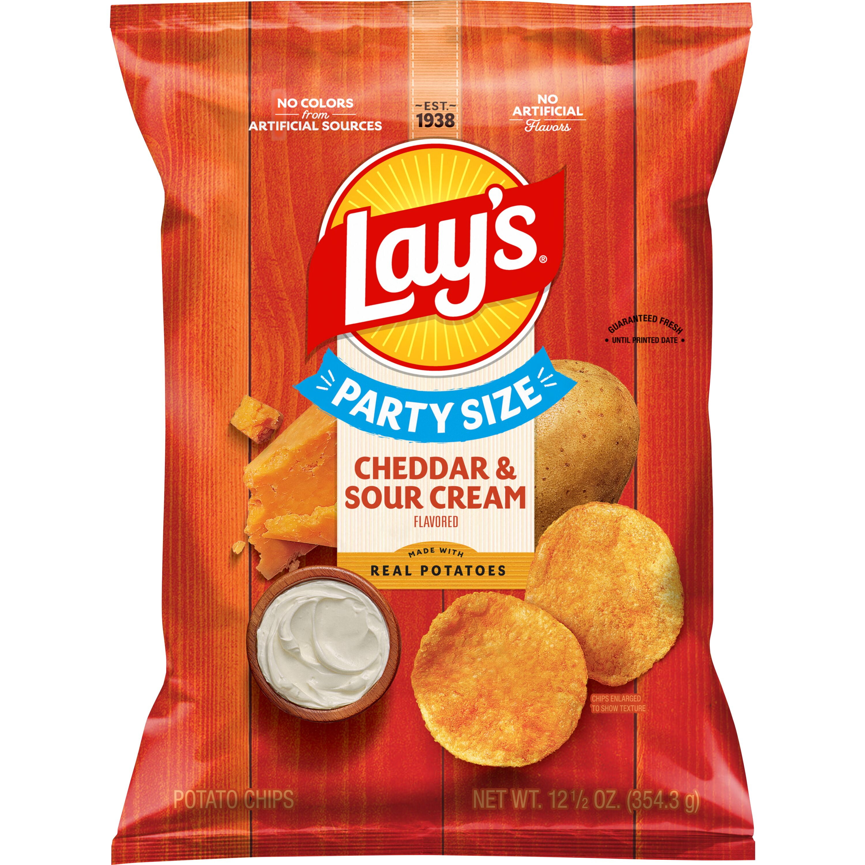 Lay's Cheddar & Sour Cream Flavored Potato Chips, Party Size, 12.5 oz Bag