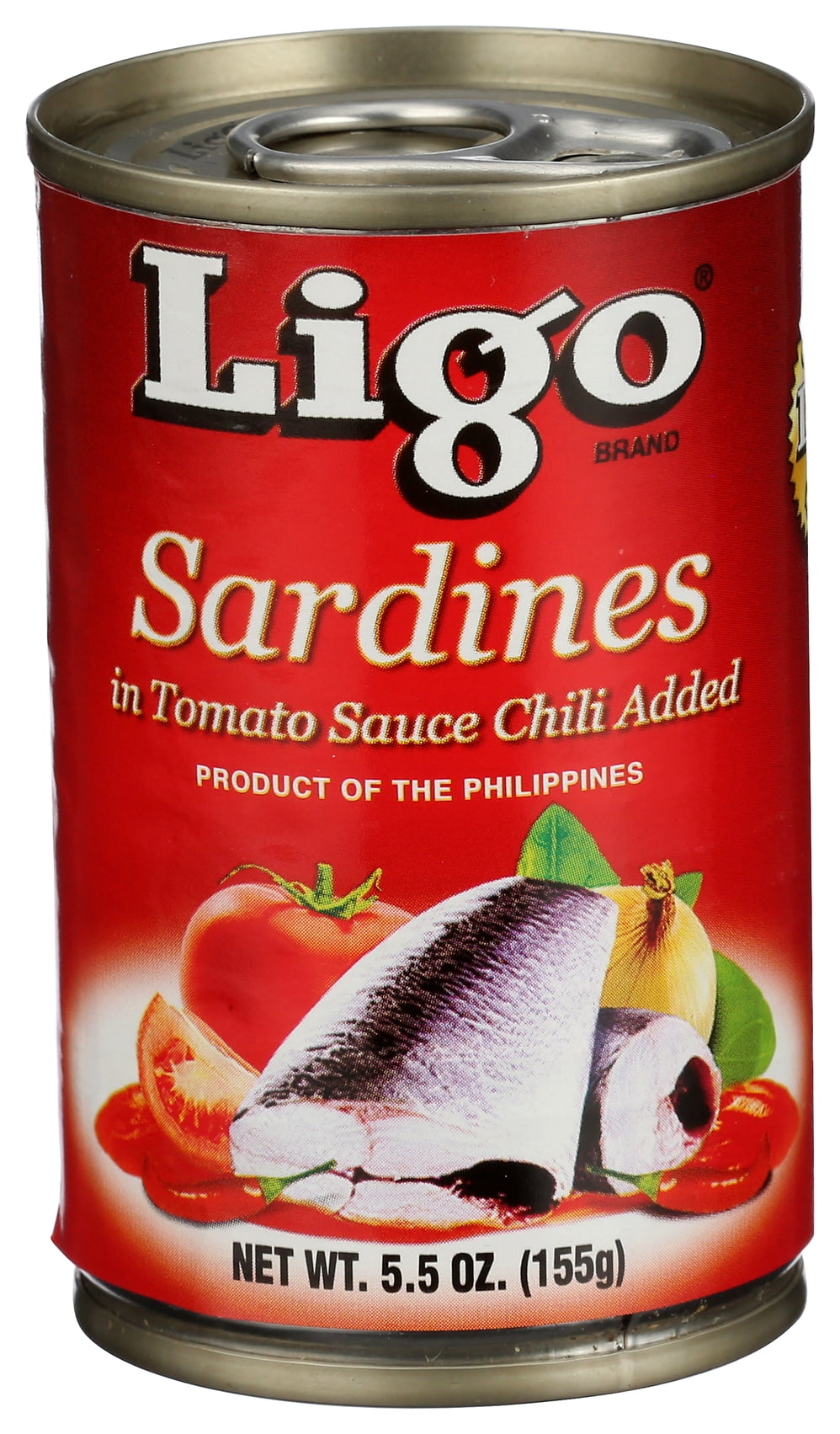 Ligo Sardines Red in Tomato Sauce with Chili Added, 5.5 oz Can