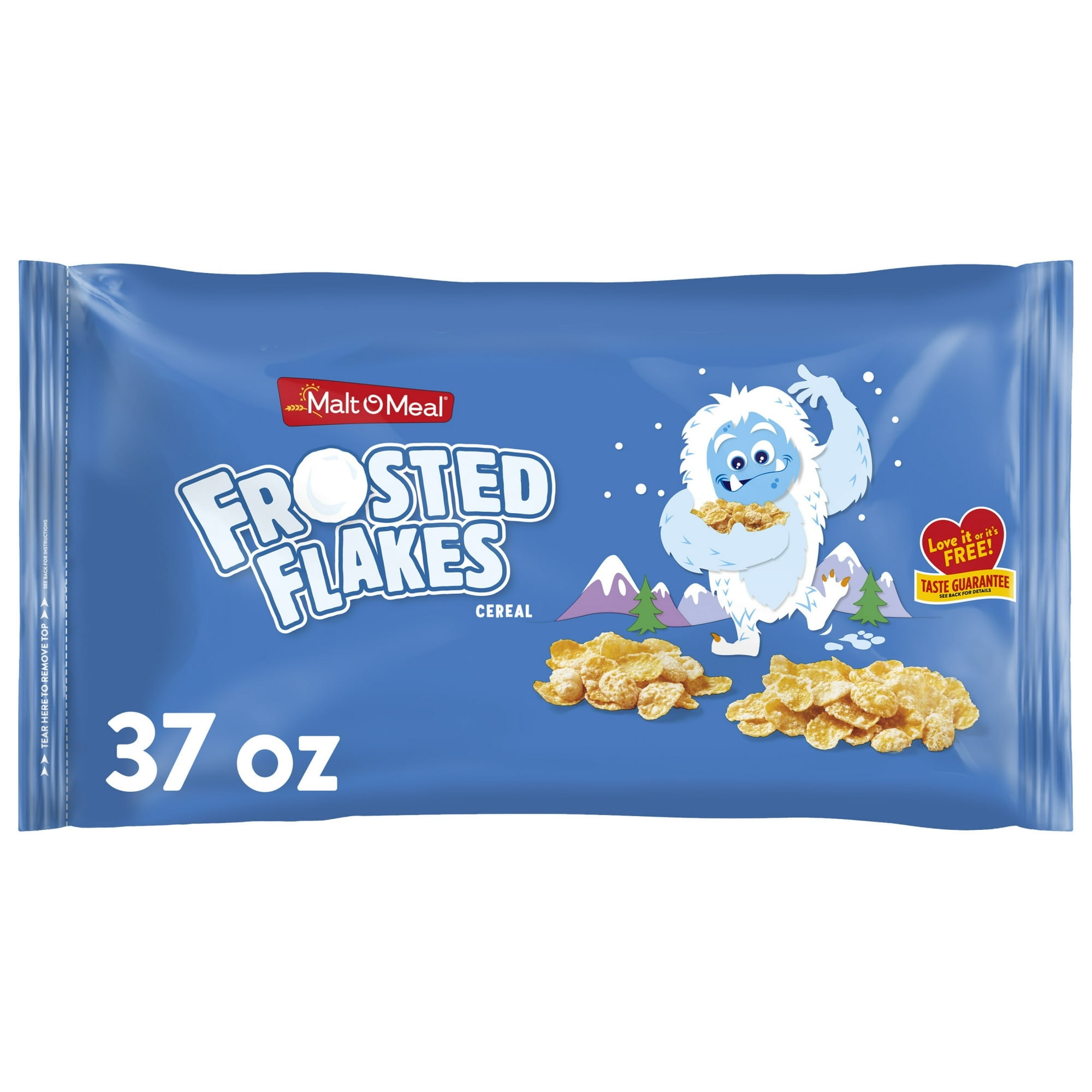 Malt-O-Meal Frosted Flakes Cereal, Crunchy, Family size, 37 oz (Pack 6)