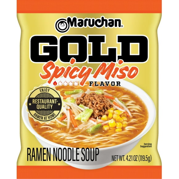 Maruchan GOLD Ramen Noodle Soup, Spicy Miso Flavor Instant Noodles, 4.21 oz