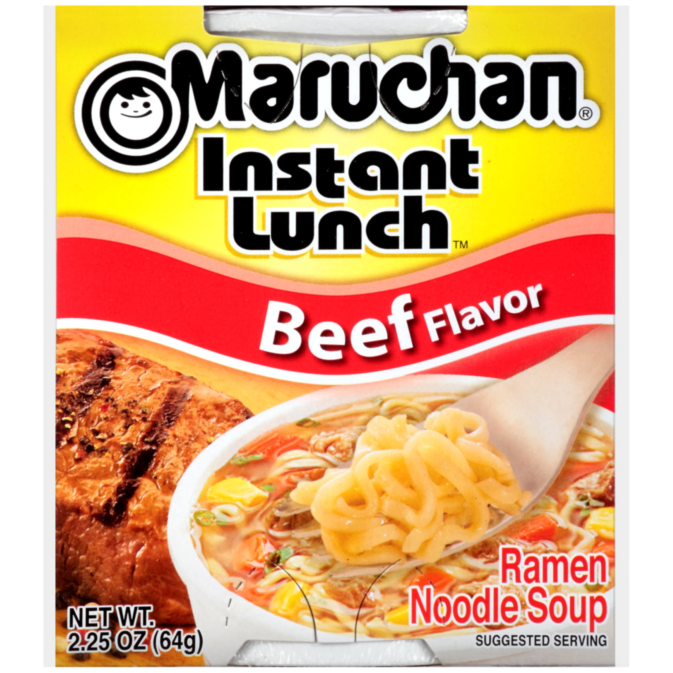 Maruchan Instant Lunch Ramen Noodles, Beef Flavor, 2.25 oz Cup
