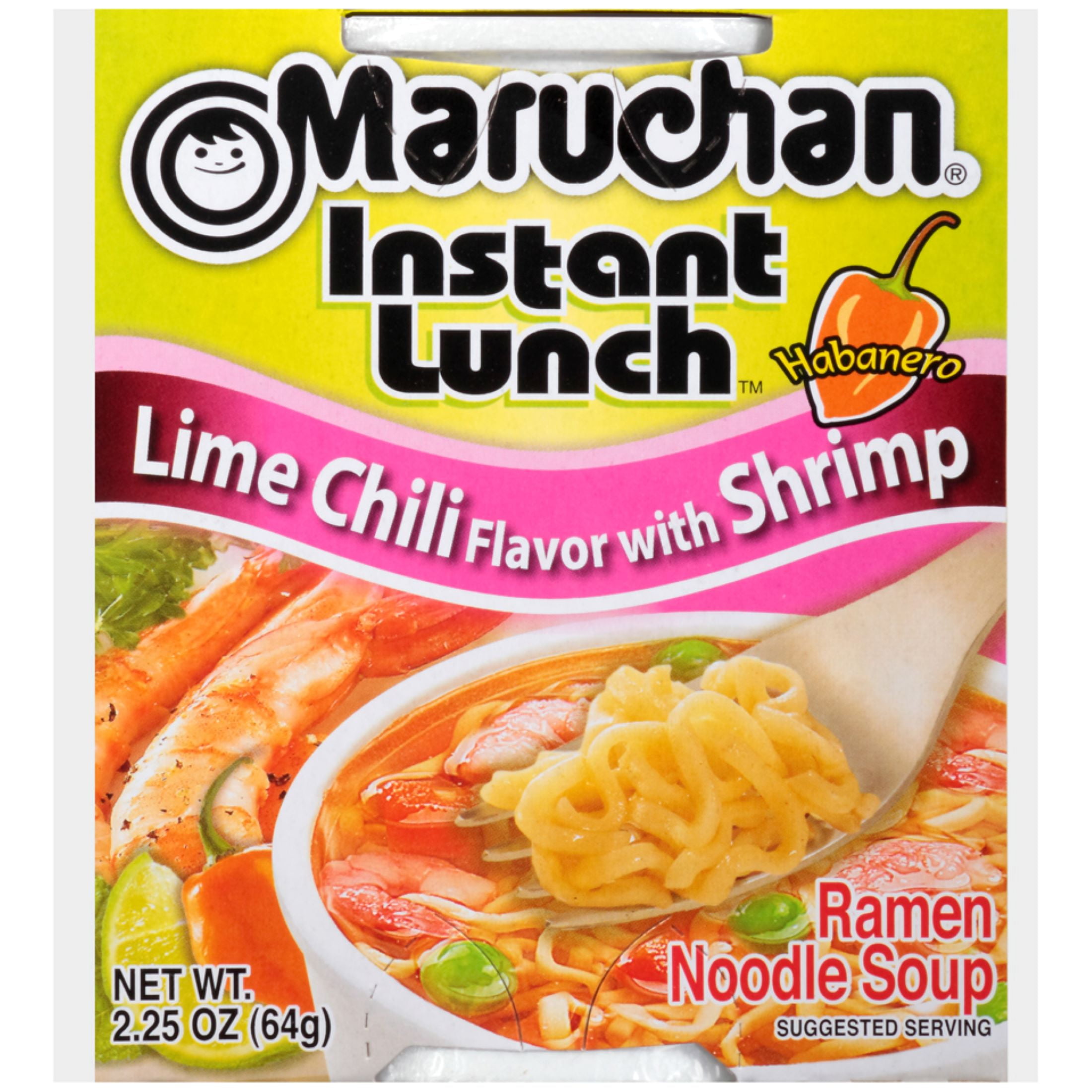 Maruchan Instant Lunch Ramen Noodles, Lime Chili Flavor with Shrimp, 2.25 oz Cup