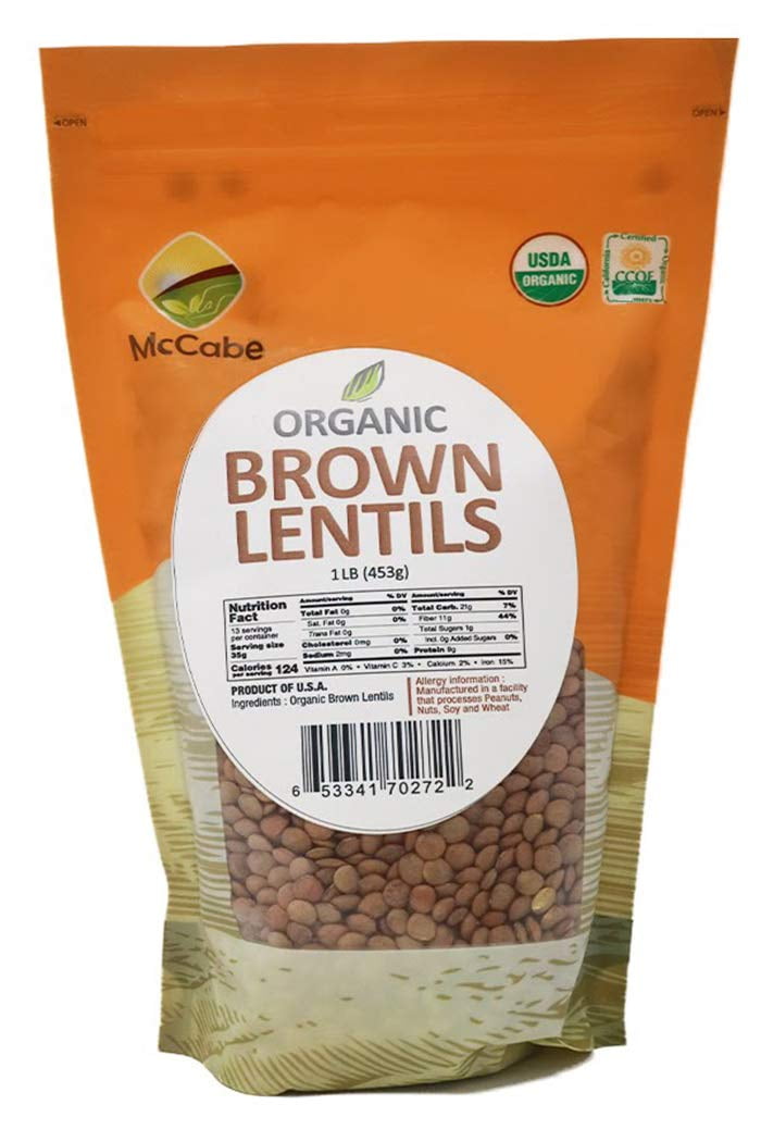 McCabe Organic Brown Lentils - Bulk Lentils Rich in Fiber & Minerals | USDA and CCOF Certified | Product of USA | 1Lbs