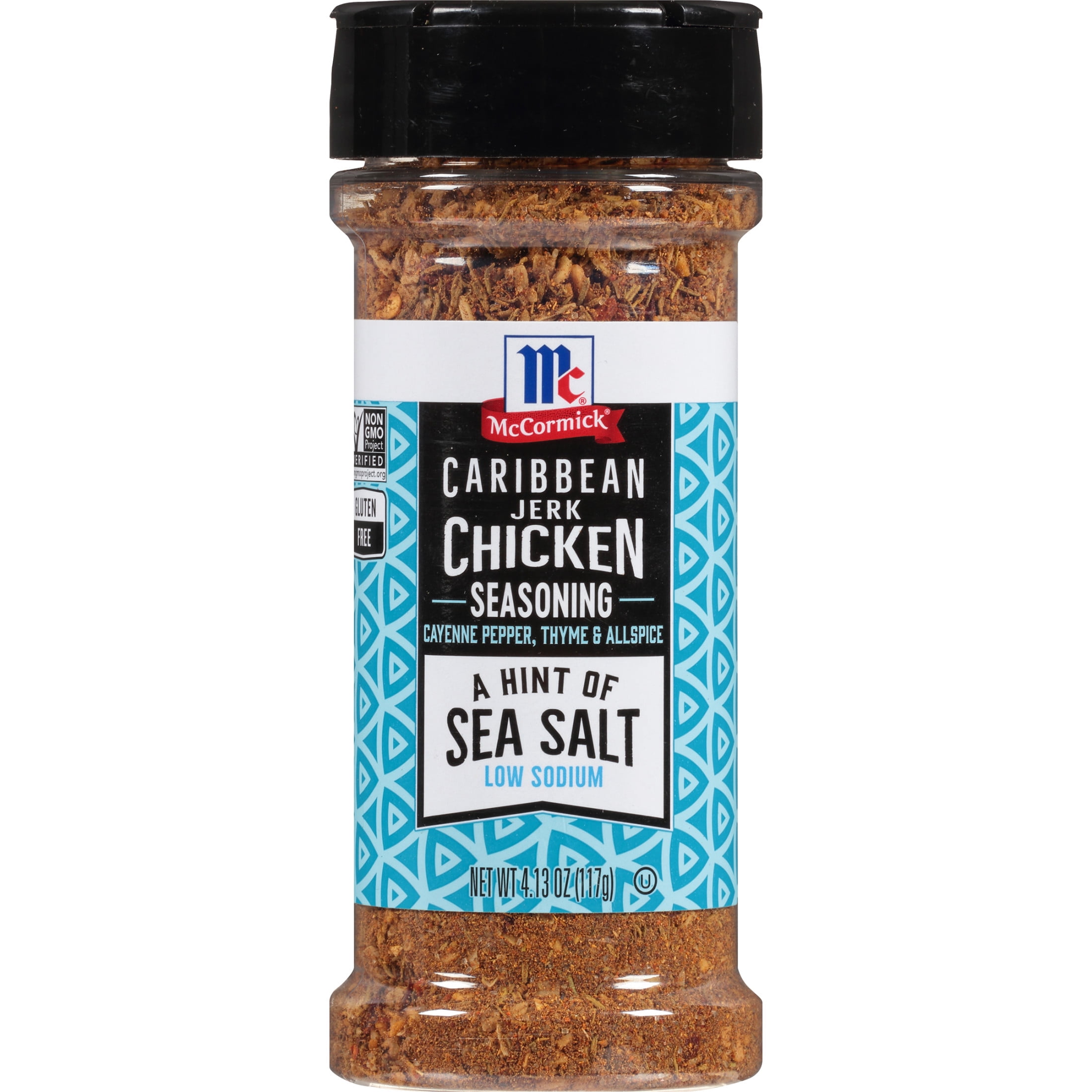 McCormick Gluten Free A Hint of Sea Salt Caribbean Jerk Chicken Seasoning, 4.13 oz Bottle