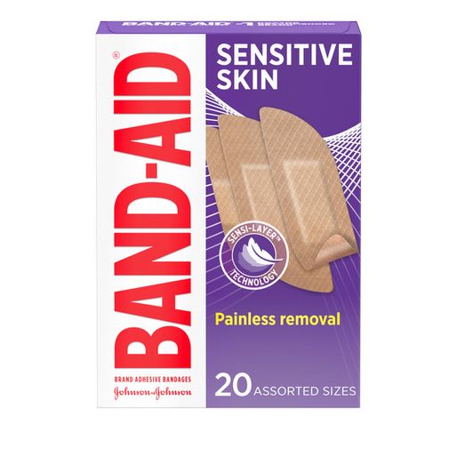 BAND-AID Adhesive Bandages for Sensitive Skin, Assorted, 20 ct (20 ct)