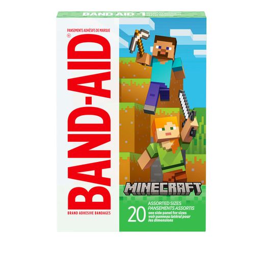 BAND-AID Bandages for Kids, Minecraft Designs, Assorted, 20 ct