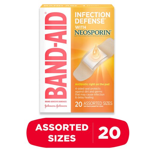 BAND-AID Bandages with Neosporin Antibiotic, Assorted Sizes, 20 ct (20 ct)