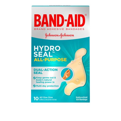BAND-AID Hydro Seal Adhesive Bandages for Wound Care and Blisters, All Purpose Waterproof Bandages for Cuts and Scrapes, 10 Count (10 ct)