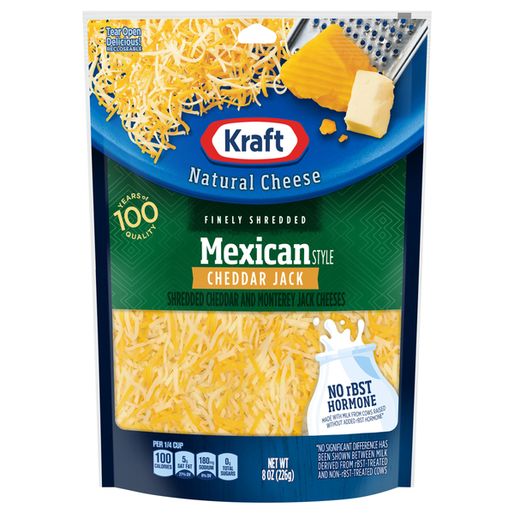 Kraft Natural Finely Shredded Mexican Style Cheddar Jack Cheese
