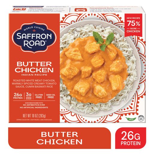 Saffron Road Coconut Curry Chicken High Protein No Seed Oil Frozen Indian Meal (4 oz)