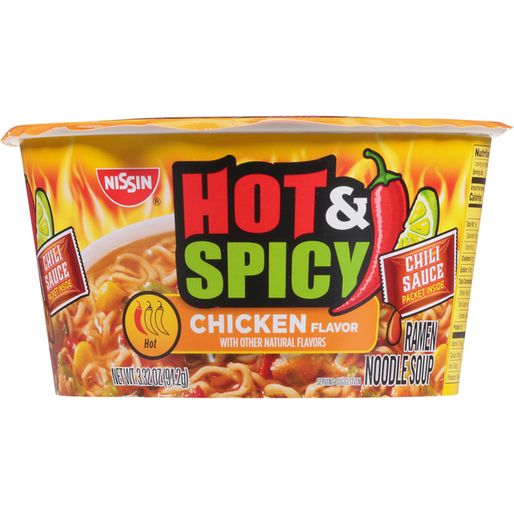 Nissin Hot &amp; Spicy Fiery Beef Flavor Ramen Noodle Soup