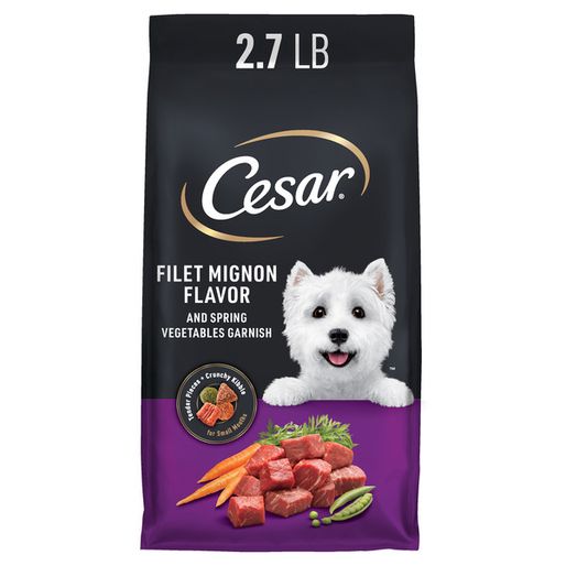 Cesar Small Breed Dry Dog Food Filet Mignon Flavor with Spring Vegetables Garnish, 2.7 lb. Bag (2 lb)