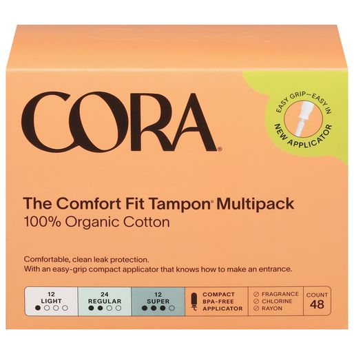 Cora 100% Organic Cotton The Comfort Fit Regular/Super Tampon Multipack