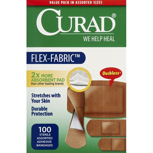 CURAD Bandages, Sterile, Adhesive, Flex-Fabric, Assorted (100 ct)