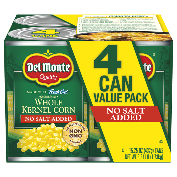 Del Monte Corn, Whole Kernel, No Salt Added, Value Pack (15 25 oz)