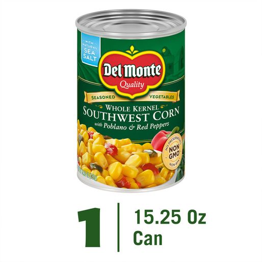 Del Monte Whole Kernel Southwest Style Corn with Poblano &amp; Red Peppers (14 75 oz)
