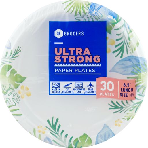 SE GROCERS Paper Plates 8 1/2" Lunch Size Heavy Duty Designer