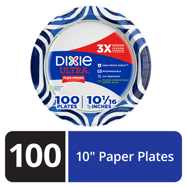 DIXIE Paper Plates, 10 Inch Dinner Plate (Designs May Vary) (100 ct)