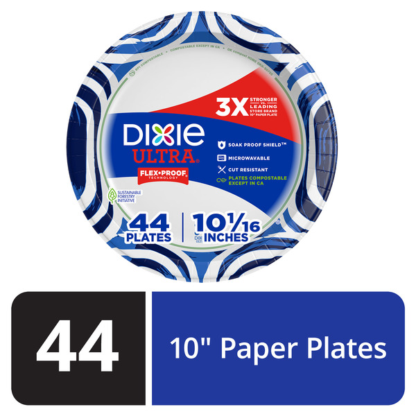 DIXIE Paper Plates, 10 Inch Dinner Plate (Designs May Vary) (44 ct)