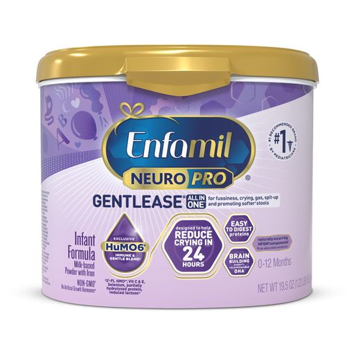 Enfamil® NeuroPro Gentlease Baby Formula, Infant Formula Nutrition, Brain Support with DHA, HuMO6 Immune Blend, Designed to Reduce Fussiness, Crying, Gas &amp; Spit-up in 24 Hrs, Prebiotics to Promote Softer Stools, Reusable Tub, 19.5 oz (19 5 oz)