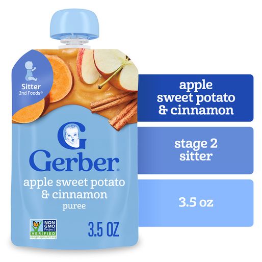 Gerber Stage 2 Baby Food Apple Sweet Potato Cinnamon Puree Pouch (18259458 g)