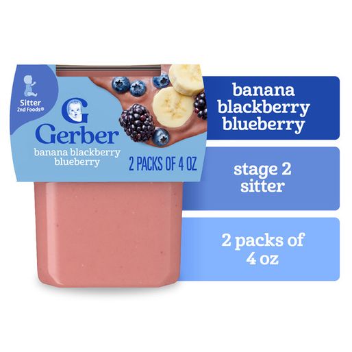 Gerber Stage 2 Baby Food Banana Blackberry Blueberry Puree Tubs Baby Puree (3318387 g)
