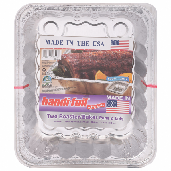 Handi-foil Cook-n-Carry Roaster Baker Disposable Pans &amp; Lids - Silver (15 g)