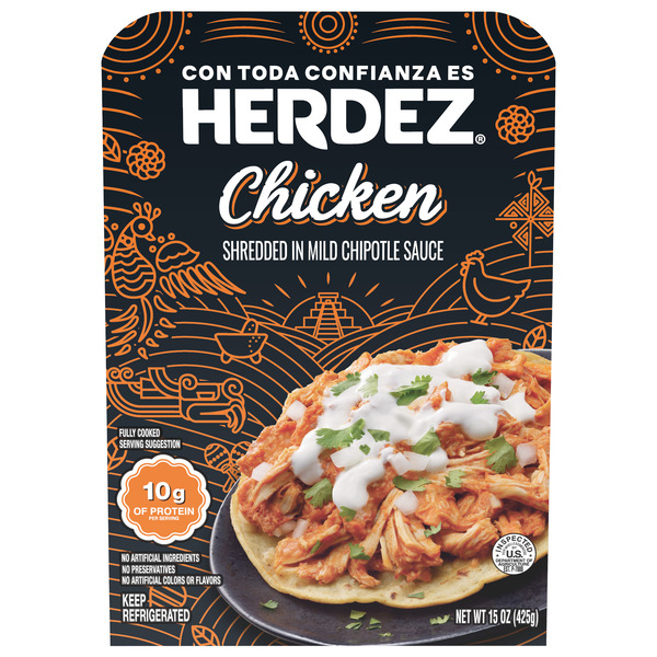 HERDEZ Fully Cooked Entree Shredded Chicken, 15 OZ