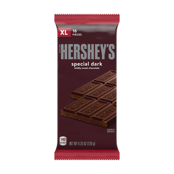 Hershey's SPECIAL DARK Mildly Sweet Chocolate XL, Candy Bar, 4.25 oz (16 Pieces) (4 25 oz)