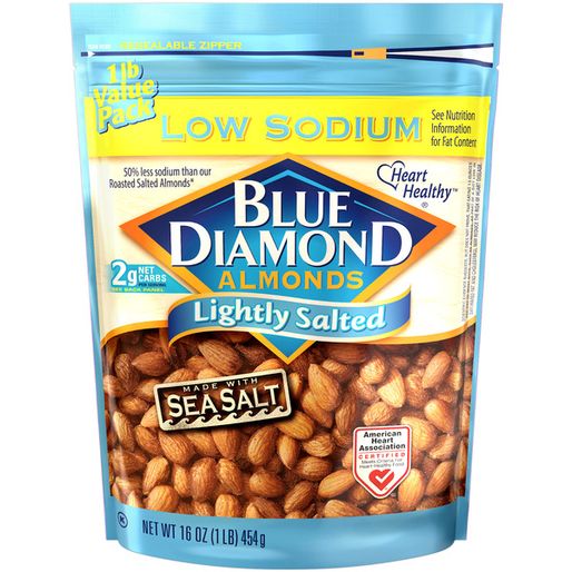 Blue Diamond Almonds, Lightly Salted - Low Sodium (8 0 oz)