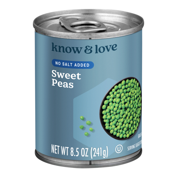 know &amp; love No Salt Added Sweet Peas (8 5 oz)