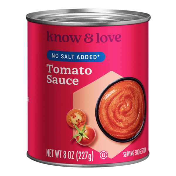 know &amp; love Tomato No Salt Added Sauce (8 oz)