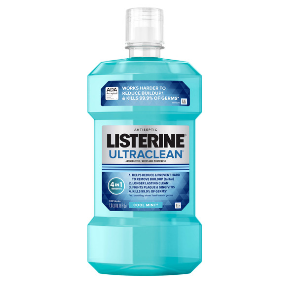 Listerine Ultraclean Antiseptic Gingivitis Mouthwash, Cool Mint, 1.5 L (40 ct)
