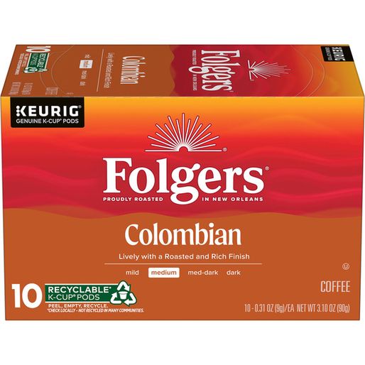 Folgers Colombian Coffee, Medium Roast, Keurig K-Cup Pods (9 6 oz)