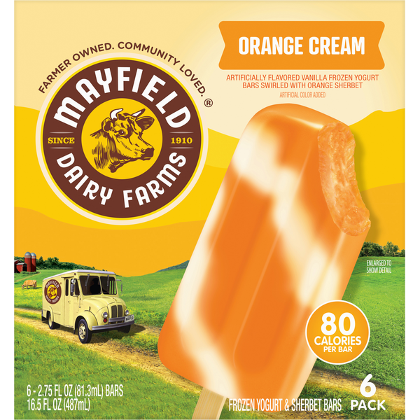 Mayfield Dairy Farms Orange Cream Frozen Yogurt &amp; Sherbet Bars (3 5 fl oz)