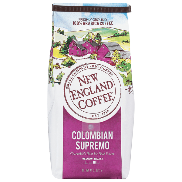 New England Coffee Coffee, 100% Arabica, Freshly Ground, Medium Roast, Colombian Supremo (25 4 oz)