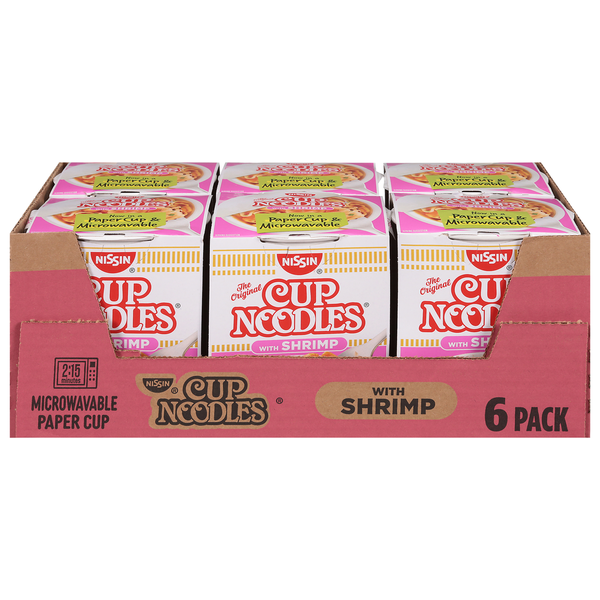 Nissin Noodle Soup, with Shrimp, Ramen, 6 Pack (3 28 oz)