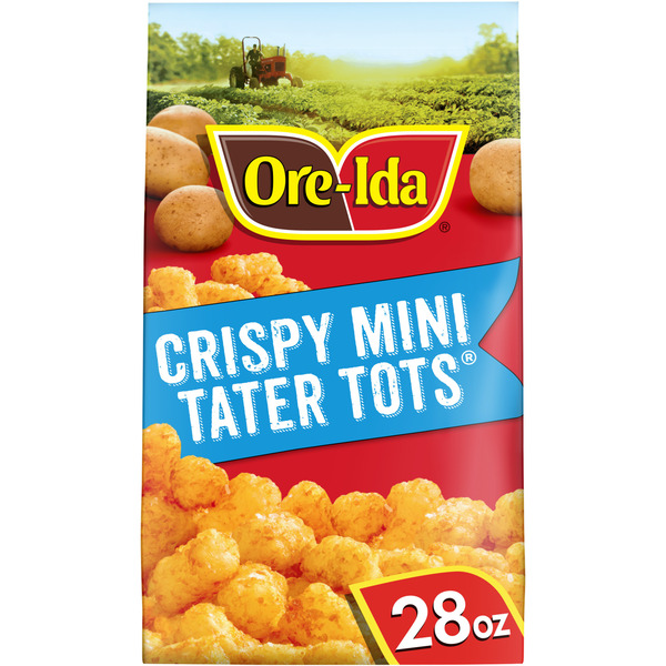 Ore-Ida Mini Tater Tots Seasoned Shredded Potatoes Frozen Food Snacks (28 oz)