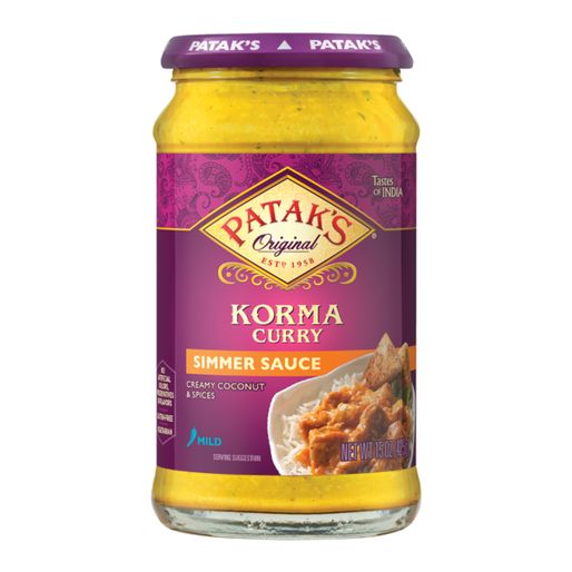 Patak's Korma Curry Indian Simmer Sauce, Mild (15 oz)