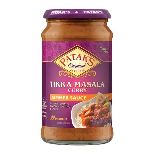 Patak's Tikka Masala Curry Indian Simmer Sauce, Medium Spiced (15 oz)