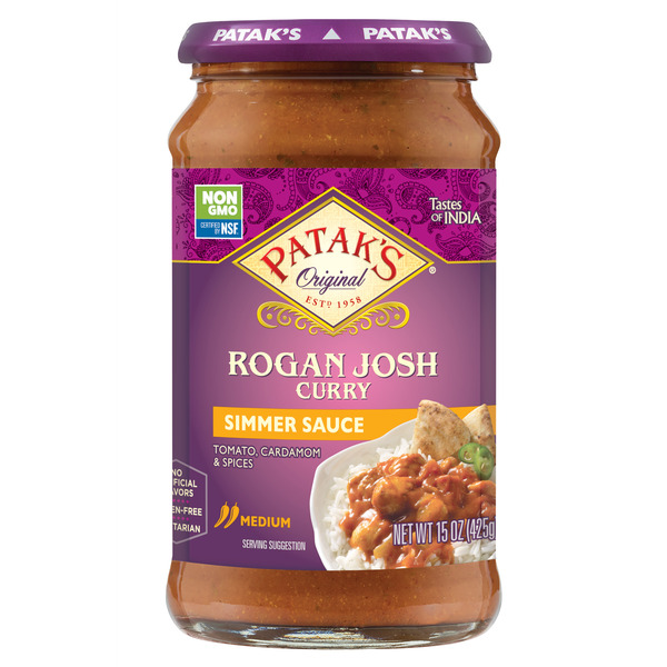 Patak's Tikka Masala Curry Indian Simmer Sauce, Medium Spiced (15 oz)