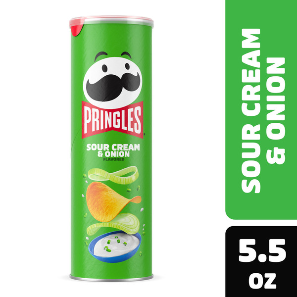 Pringles Sour Cream and Onion Potato Crisps Chips, Lunch Snacks, 5.5 oz (8 0 oz)