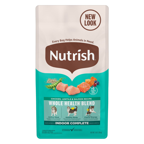 Rachael Ray Nutrish Indoor Complete Chicken, Lentils &amp; Salmon Recipe Dry Cat Food (3 lb)