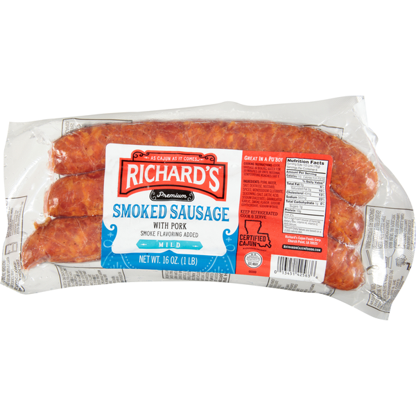 Richard's Rainwater Smoked Sausage, Premium, Mild (13 oz)