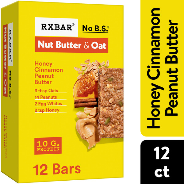 RXBAR Nut Butter and Oat Honey Cinnamon Peanut Butter Gluten-Free Protein Bars, Protein Snacks, 5 Count (1 27 oz)