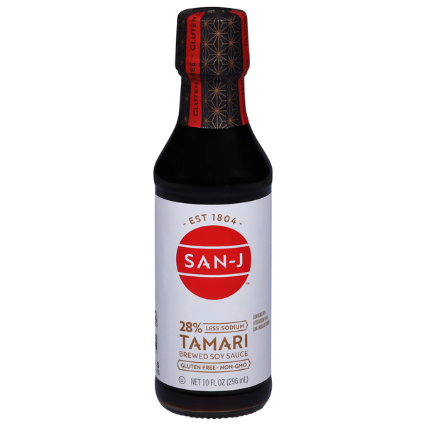 San-J Brewed Soy Sauce, Tamari, 28% Less Sodium (10 0 fl oz)