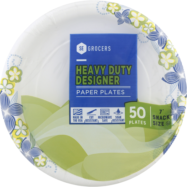 SE GROCERS Paper Plates 7" Snack Size Heavy Duty Designer