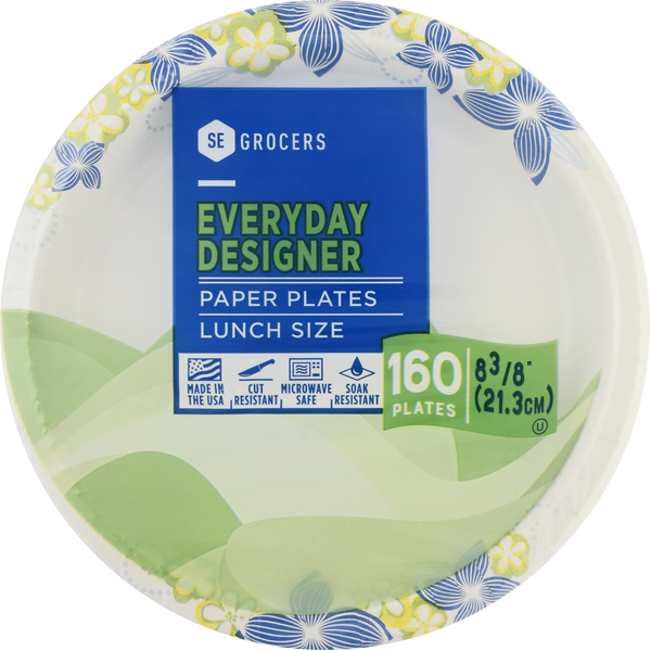 SE GROCERS Paper Plates 8 1/2" Lunch Size Heavy Duty Designer
