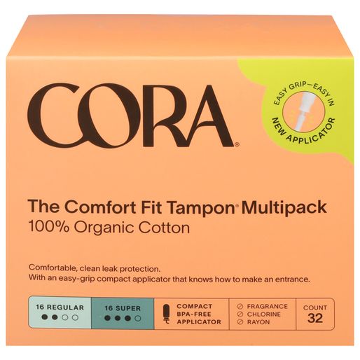 Cora 100% Organic Cotton The Comfort Fit Regular/Super Tampon Multipack