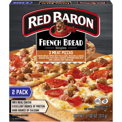 Red Baron French Bread Singles 3 Meat Pizzas (11 0 oz)